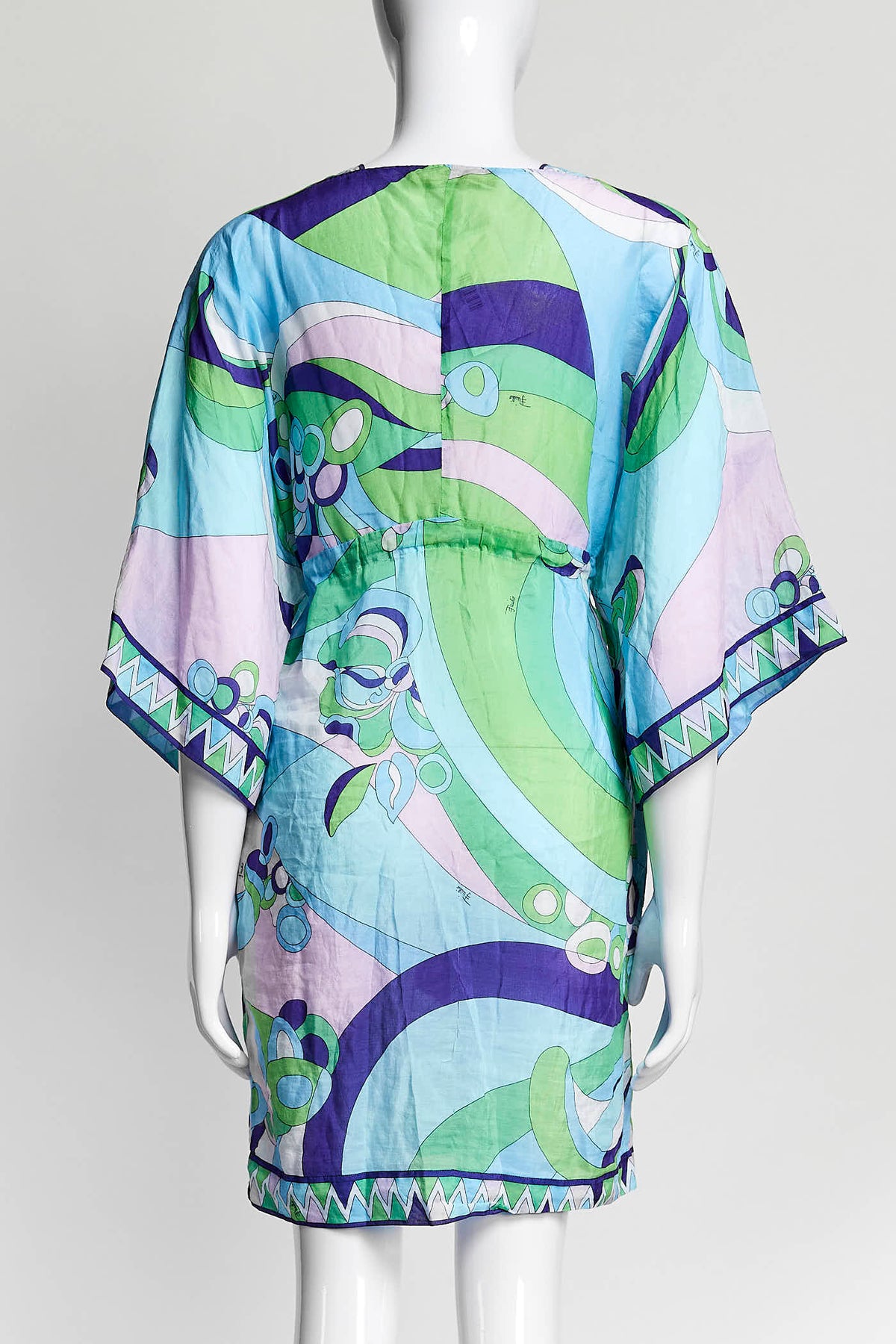 Emilio Pucci Blue Patterned Cotton Silk Dress 38