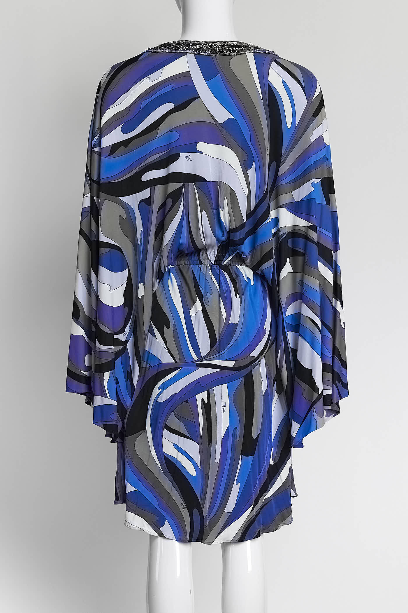 Emilio Pucci Blue Patterned with Beaded Detail Top 42