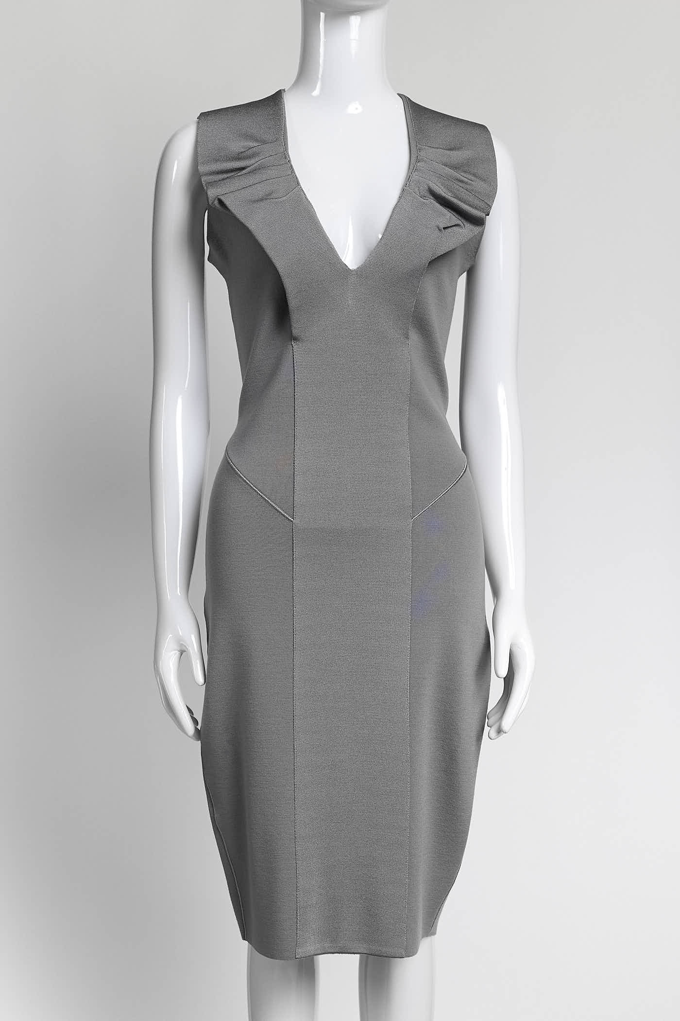 Emilio Pucci Grey Kint Sleeveless Dress M