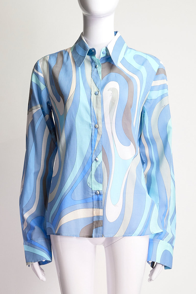 Emilio Pucci Marmo-Print Cotton Shirt US8