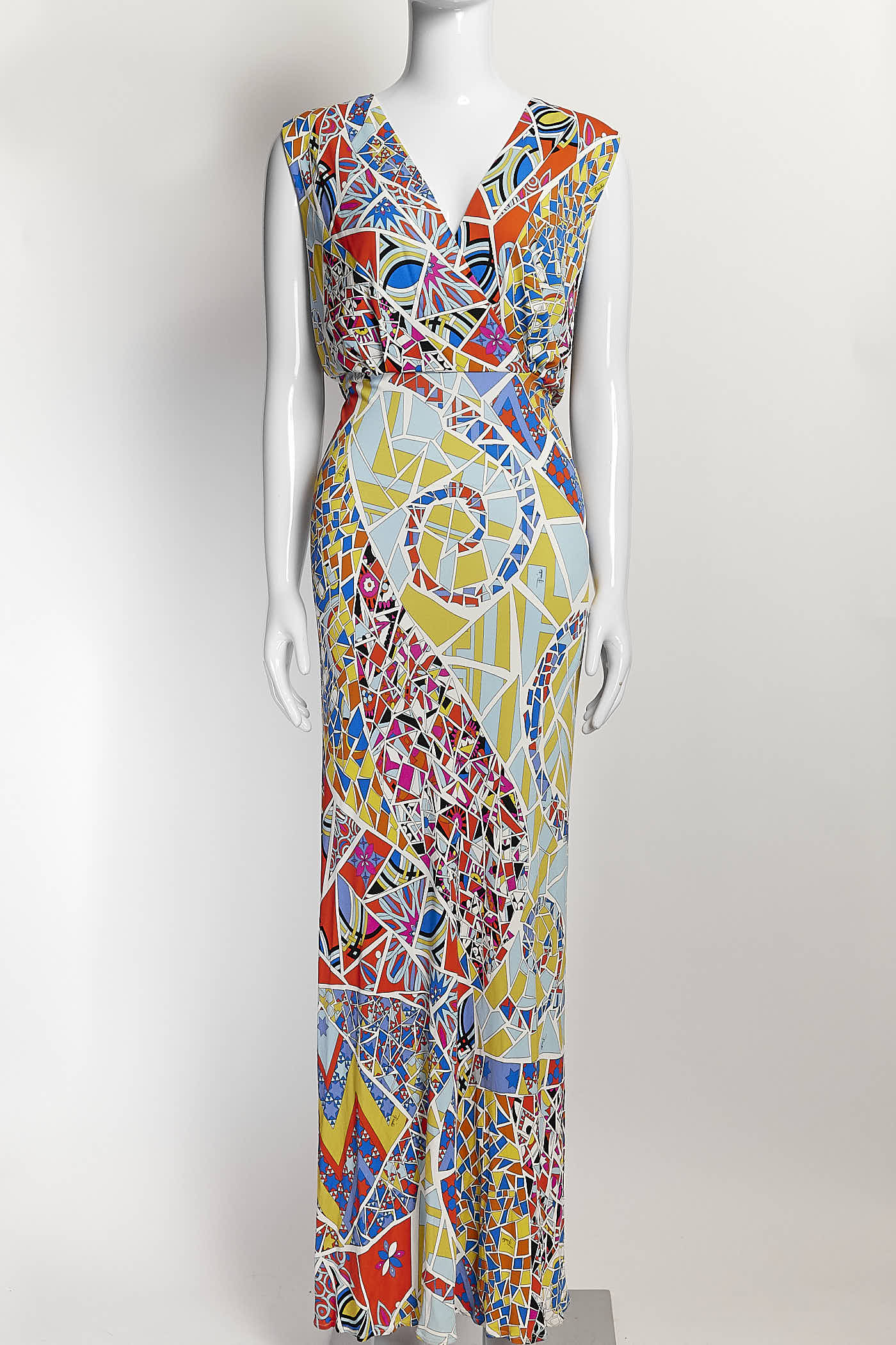 Emilio Pucci Multicolor Patterned Long Dress with Chain 44