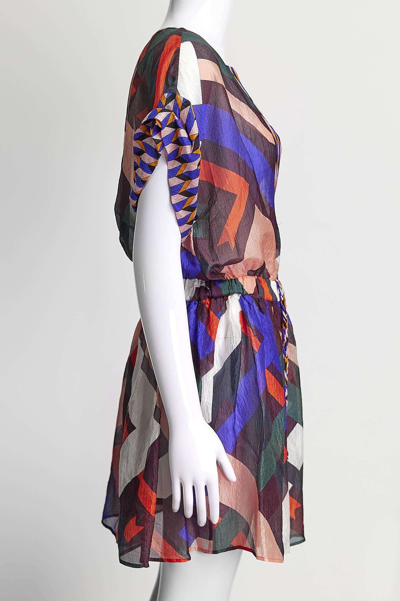 Emilio Pucci Multicolor Silk ShortSleeve Printed Dress 42