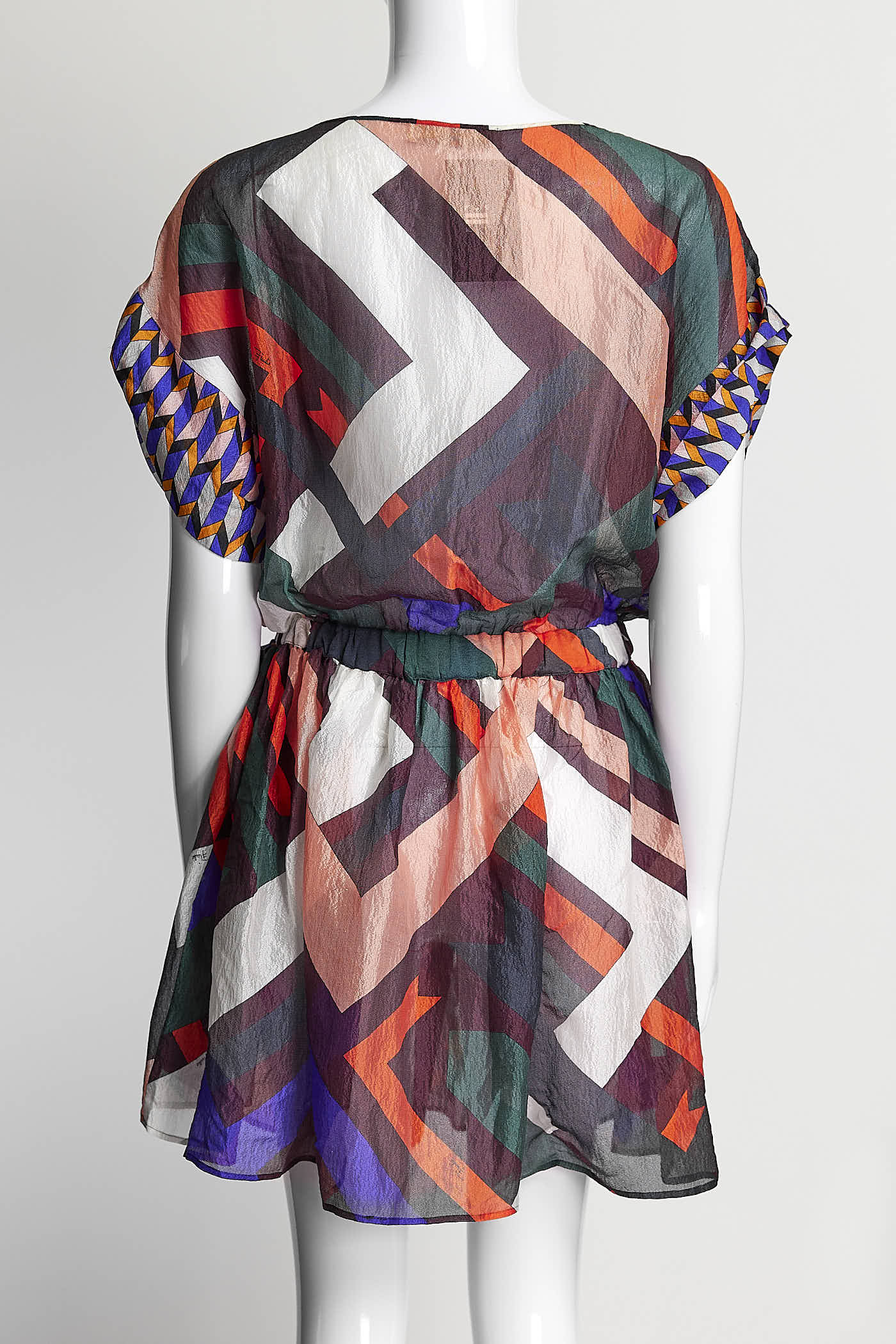 Emilio Pucci Multicolor Silk ShortSleeve Printed Dress 42