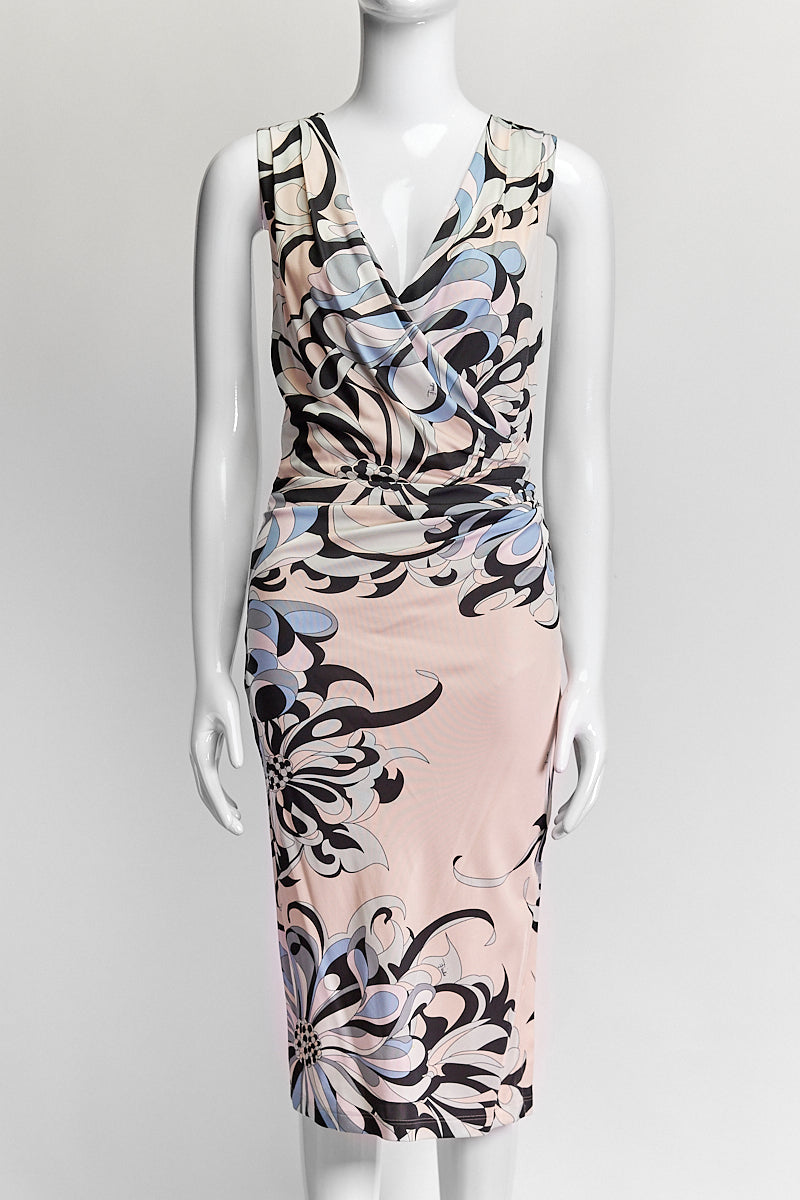 Emilio Pucci Pink Patterned Sleeveless Dress IT 40