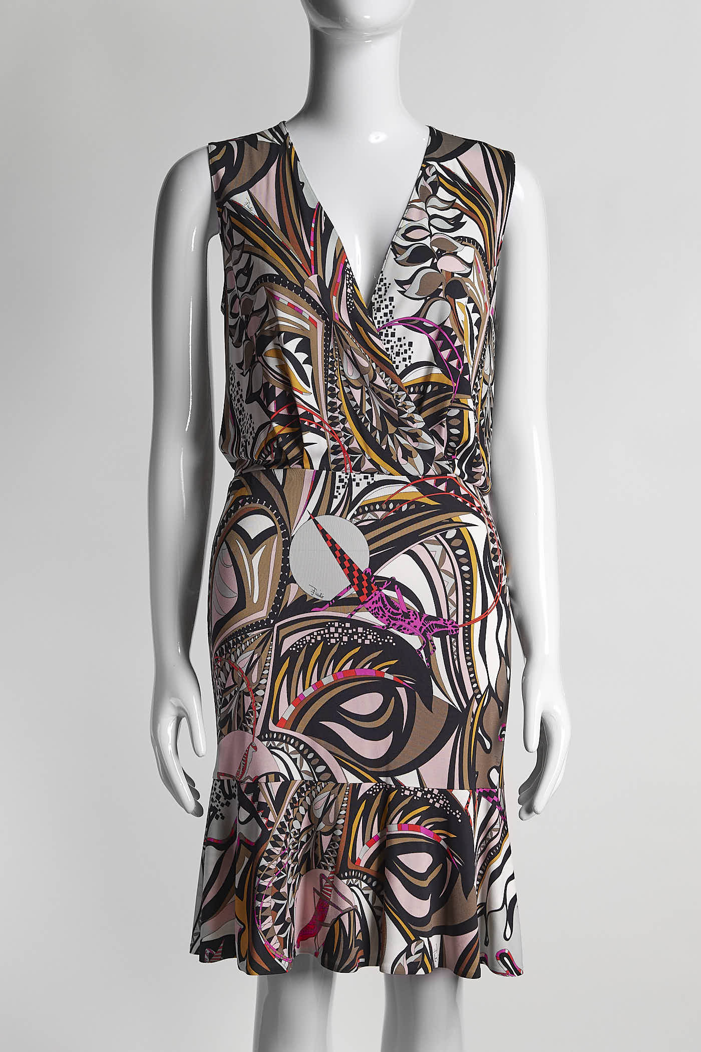 Emilio Pucci Pink Patterned Sleeveless Dress IT40