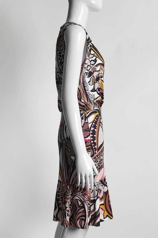 Emilio Pucci Pink Patterned Sleeveless Dress IT40