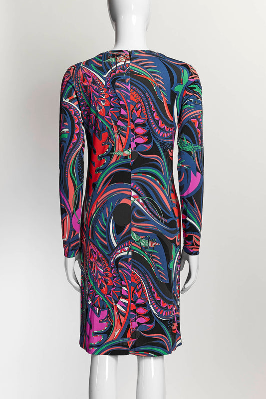 Emilio Pucci Purple Blue Patterned Longsleeve Dress IT40