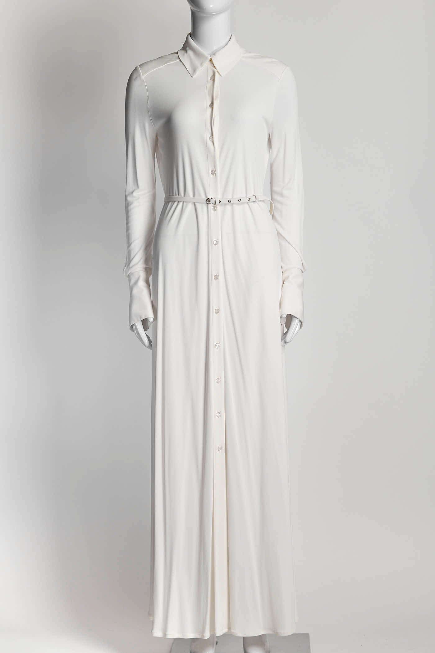 Emilio Pucci White Button-Up Dress with Belt 42