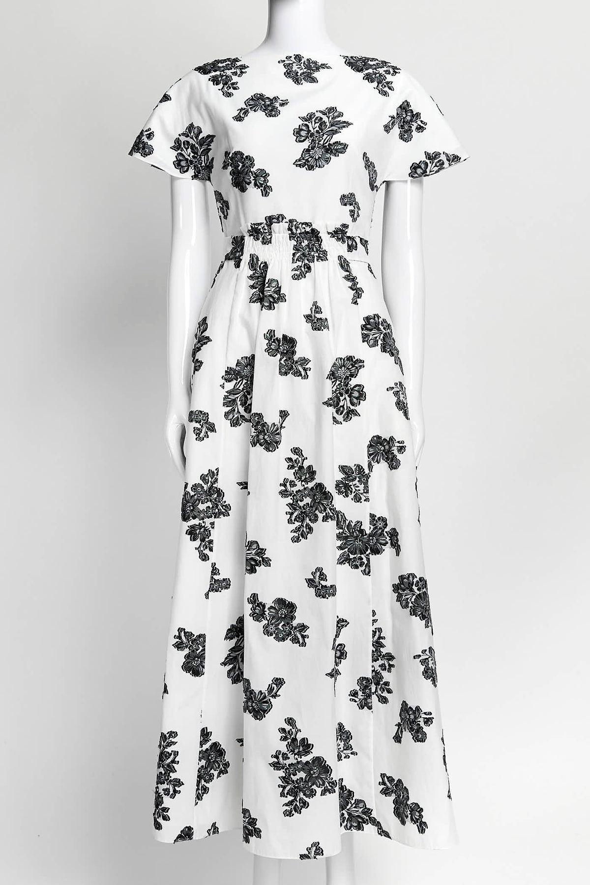 Erdem White Black Floral Print Long Dress 2