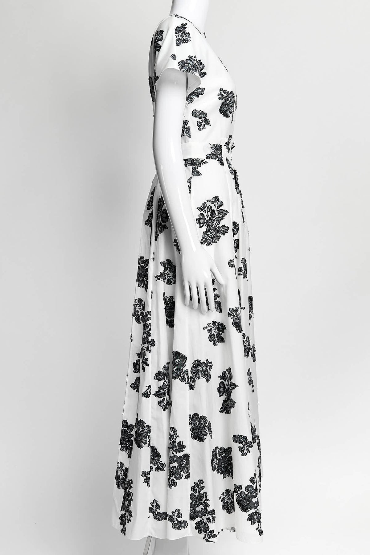 Erdem White Black Floral Print Long Dress 2