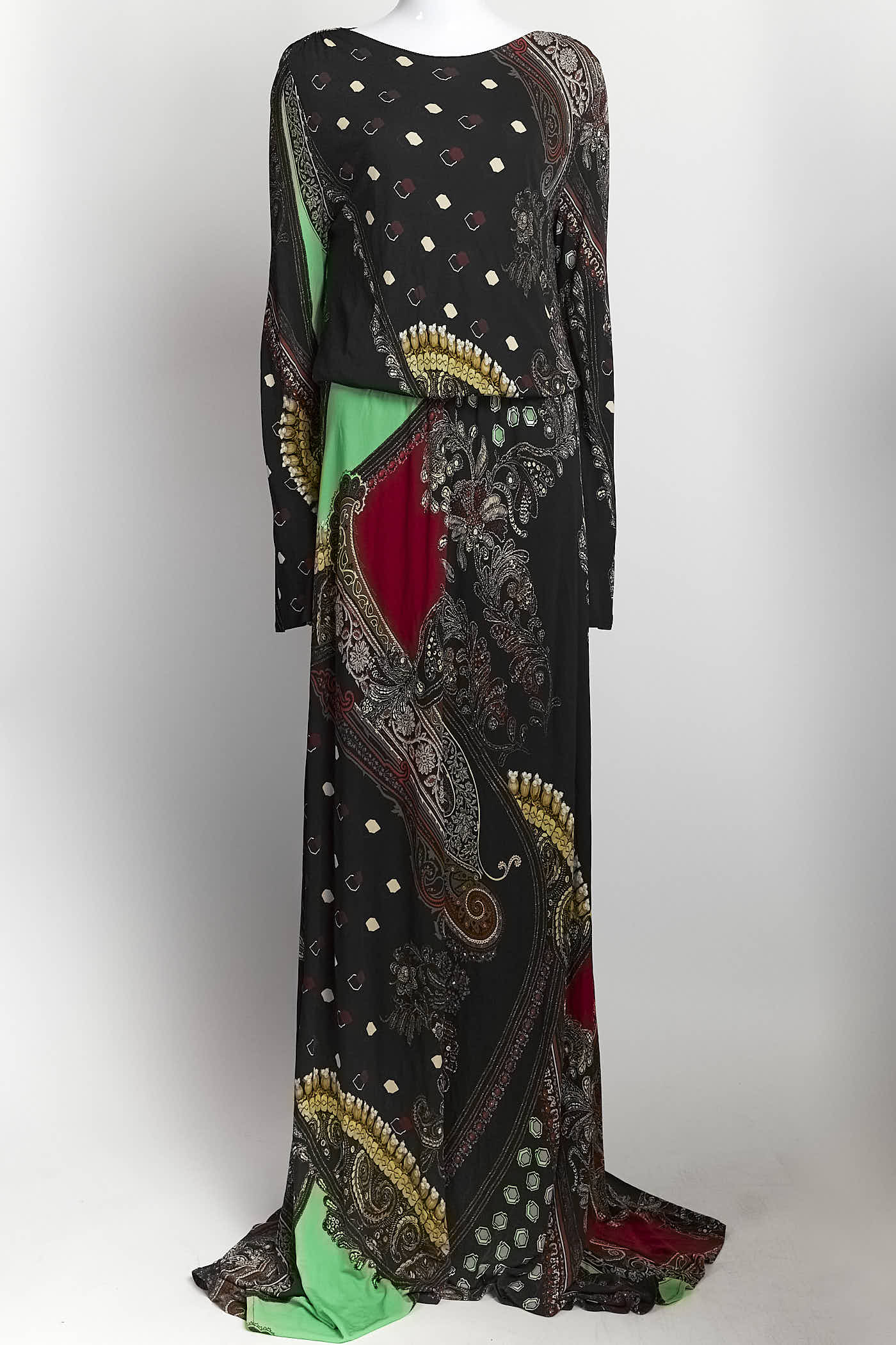 Etro Black Paisley Print Maxi Dress 44
