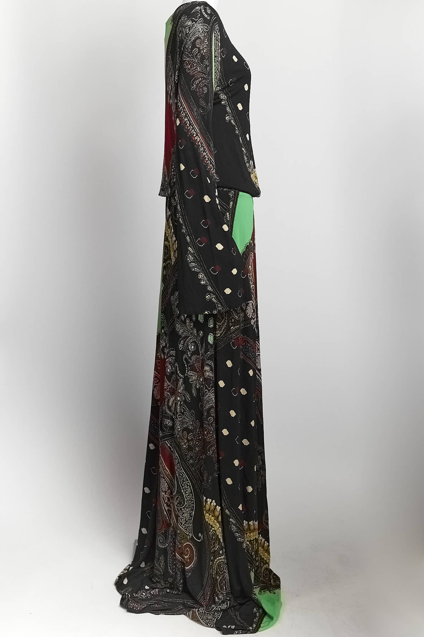 Etro Black Paisley Print Maxi Dress 44
