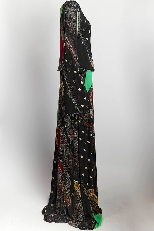Etro Black Paisley Print Maxi Dress 44