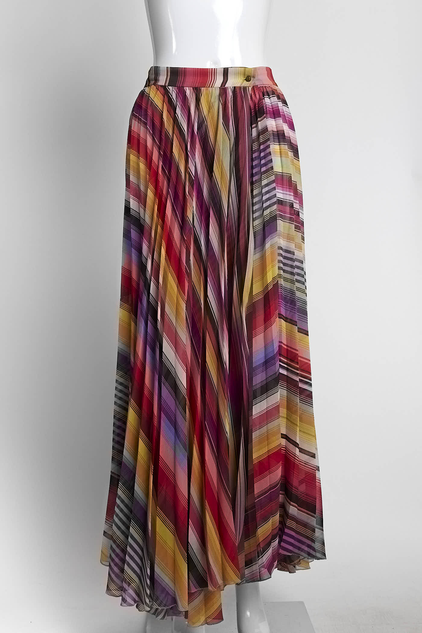 Etro Multicolor Striped Pleated Skirt 46