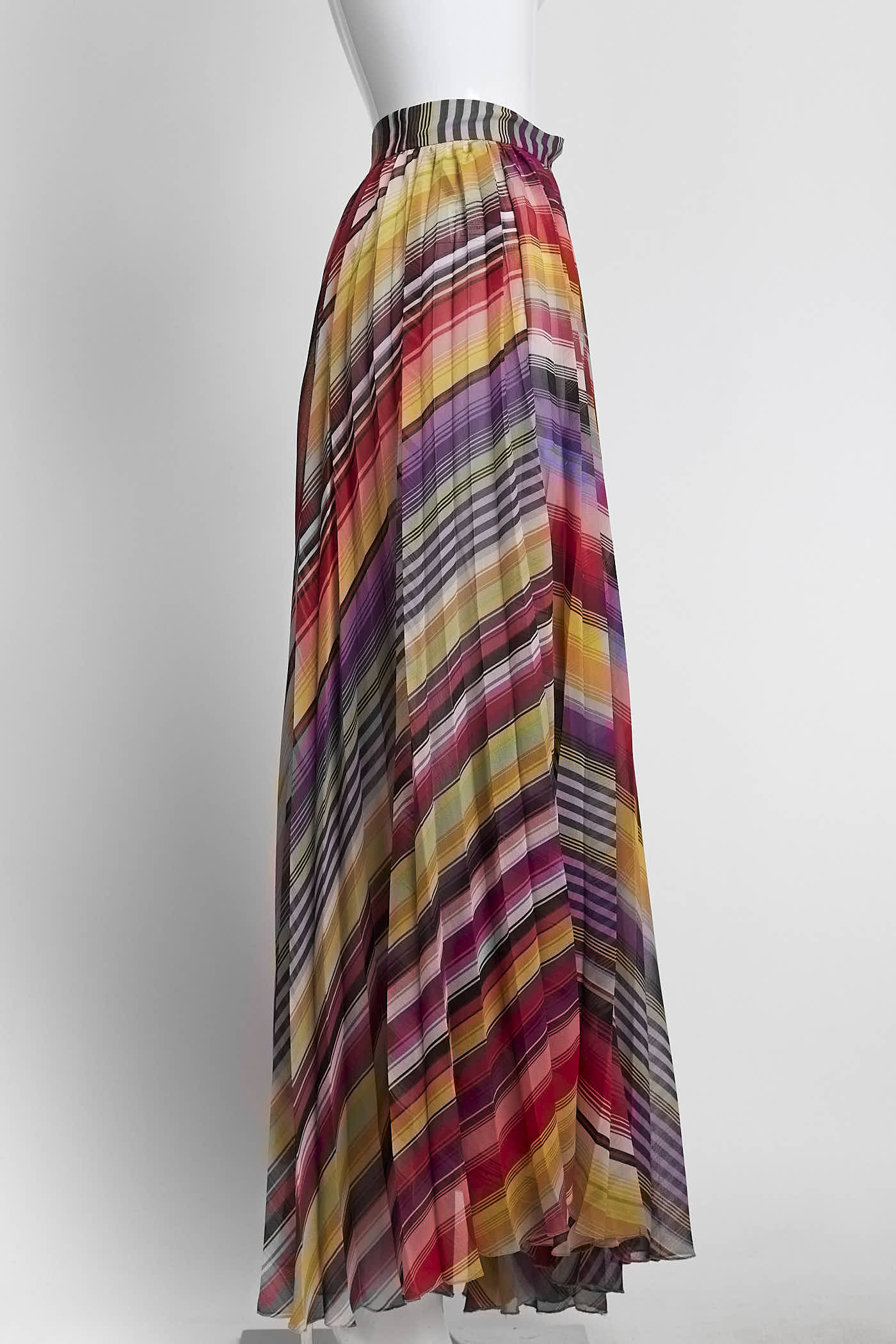 Etro Multicolor Striped Pleated Skirt 46