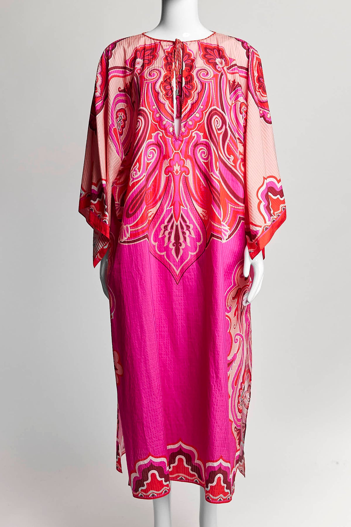 Etro Pink Oversized Striped & Paisley Caftan Dress 38