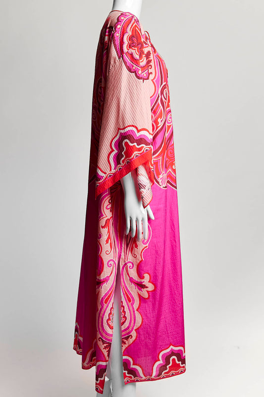 Etro Pink Oversized Striped & Paisley Caftan Dress 38