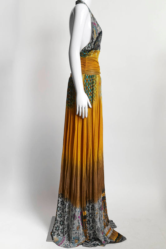 Etro Yellow Patterned Long Dress 42
