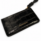 alexander mcqueen croc embossed black leather wallet