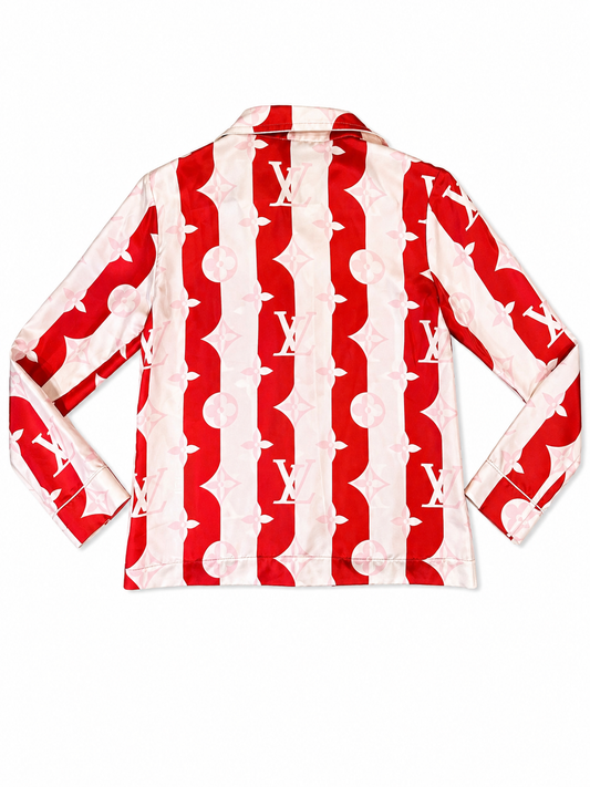 Louis Vuitton Red/White Monogram Print Silk Shirt 36