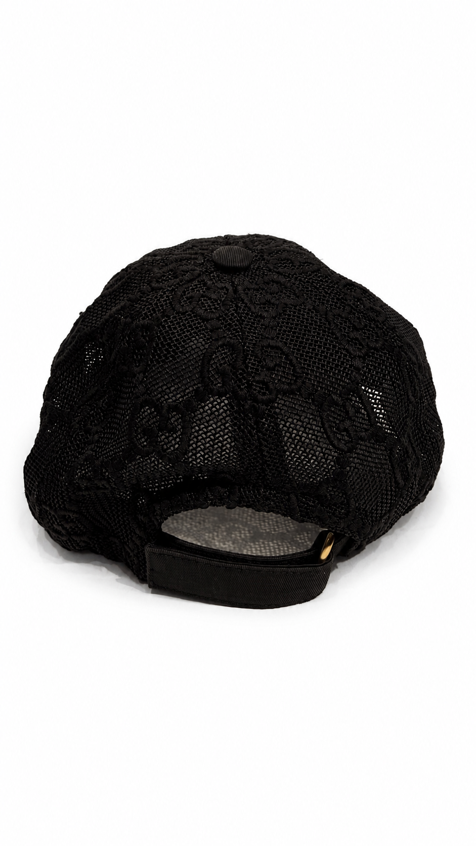 GUCCI BLACK MESH MONOGRAM BASEBALL CAP
