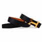 HERMES ORANGE/NOIR EPSOM AND BOX LEATHER CONSTANCE REVERSIBLE BELT - SIZE 70