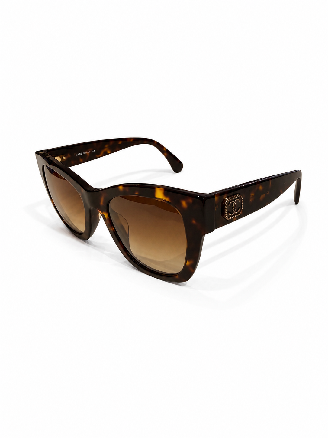 Chanel Brown Turtleshell qith Logo Sunglasses