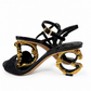DOLCE AND GABBANA KEIRA BAROQUE DG LEATHER SANDALS - SIZE 38.5