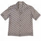 Christian Dior Navy Blue/White Jacquard Silk Shirt 37