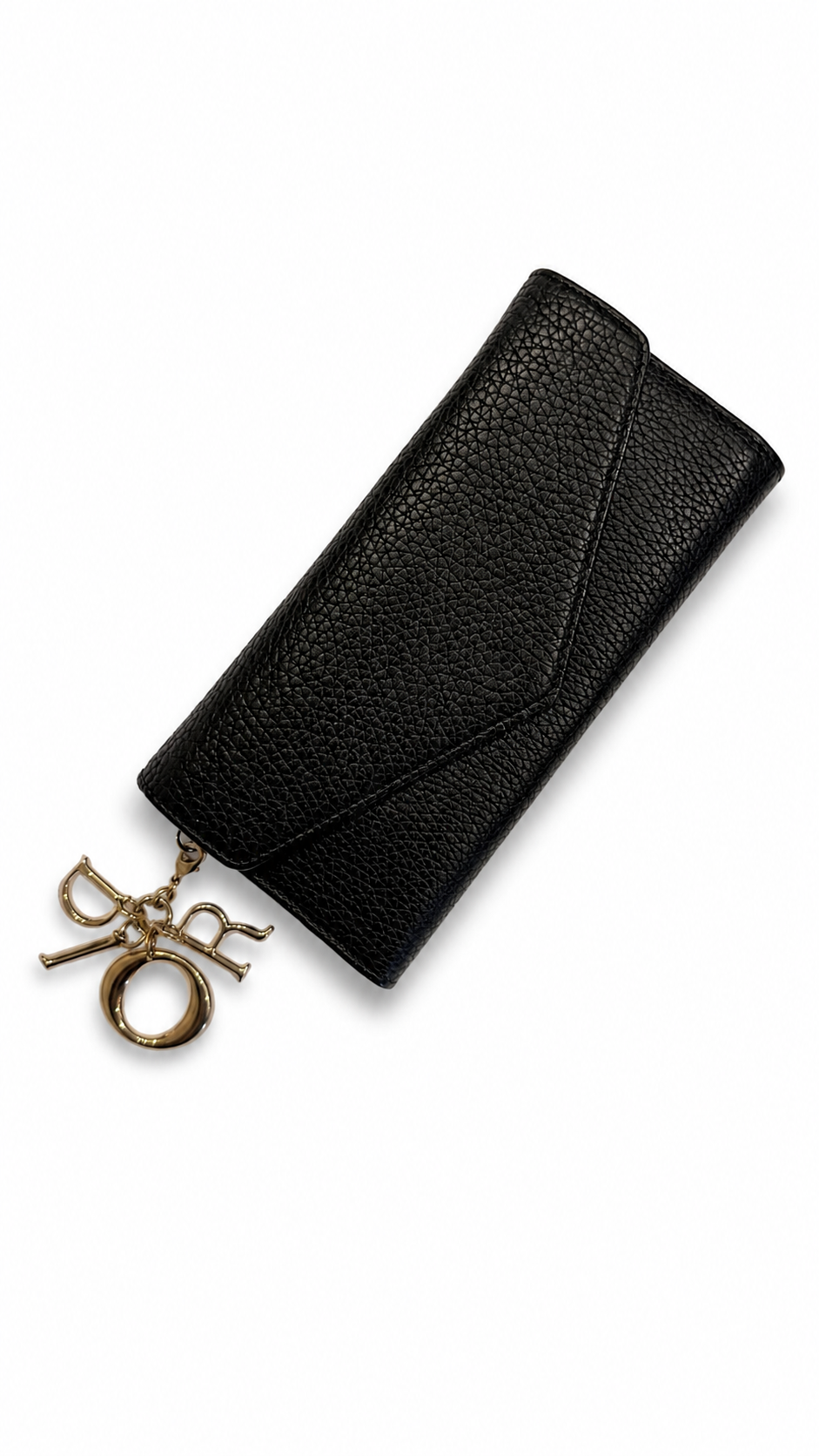 Christian Dior Black Leather Wallet with charm
