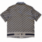 DIOR CHEZ MOI BLUE OBLIQUE SILK SHORT SLEEVED SHIRT - SIZE 4