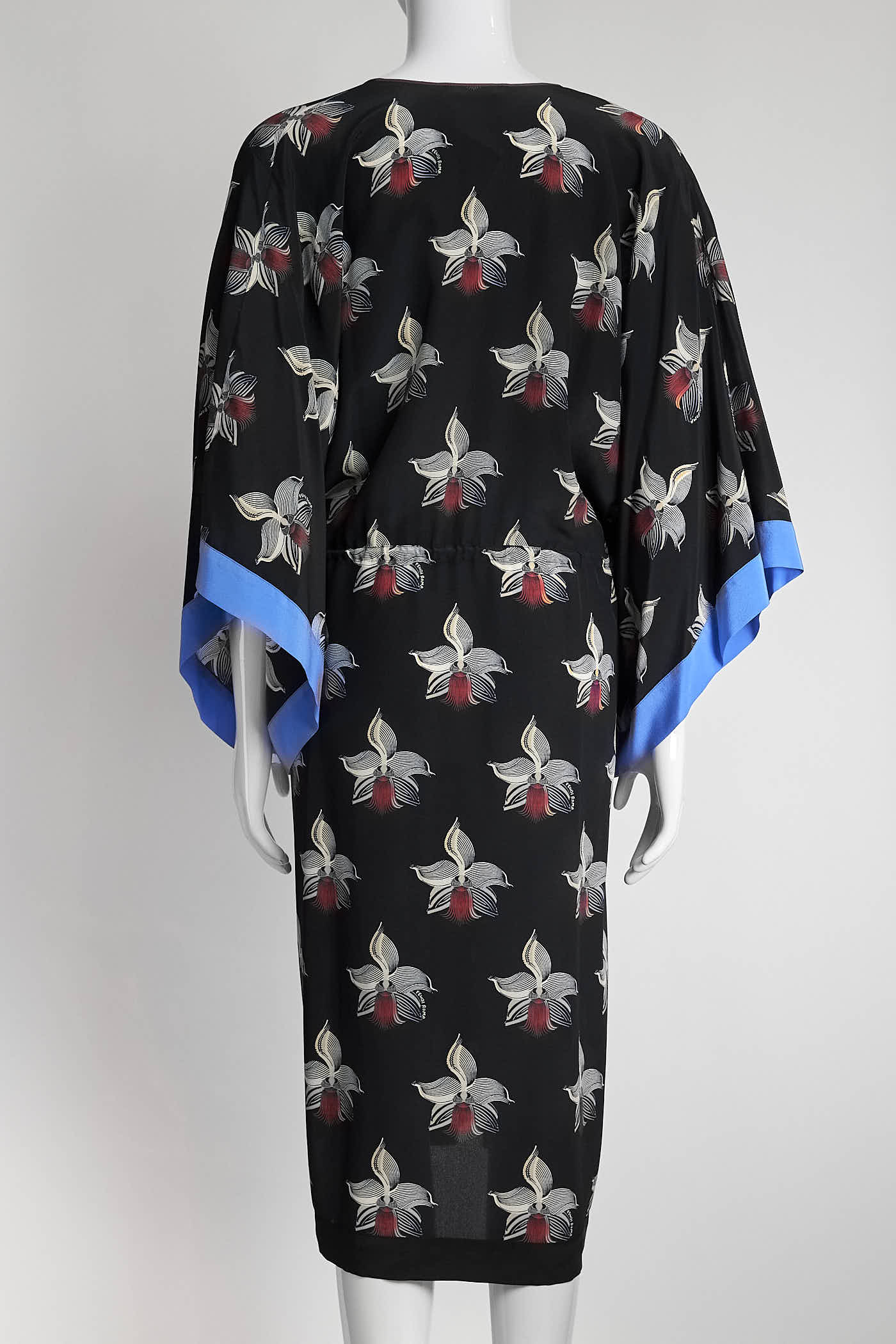 Fendi Black Orchid Print Silk Kaftan