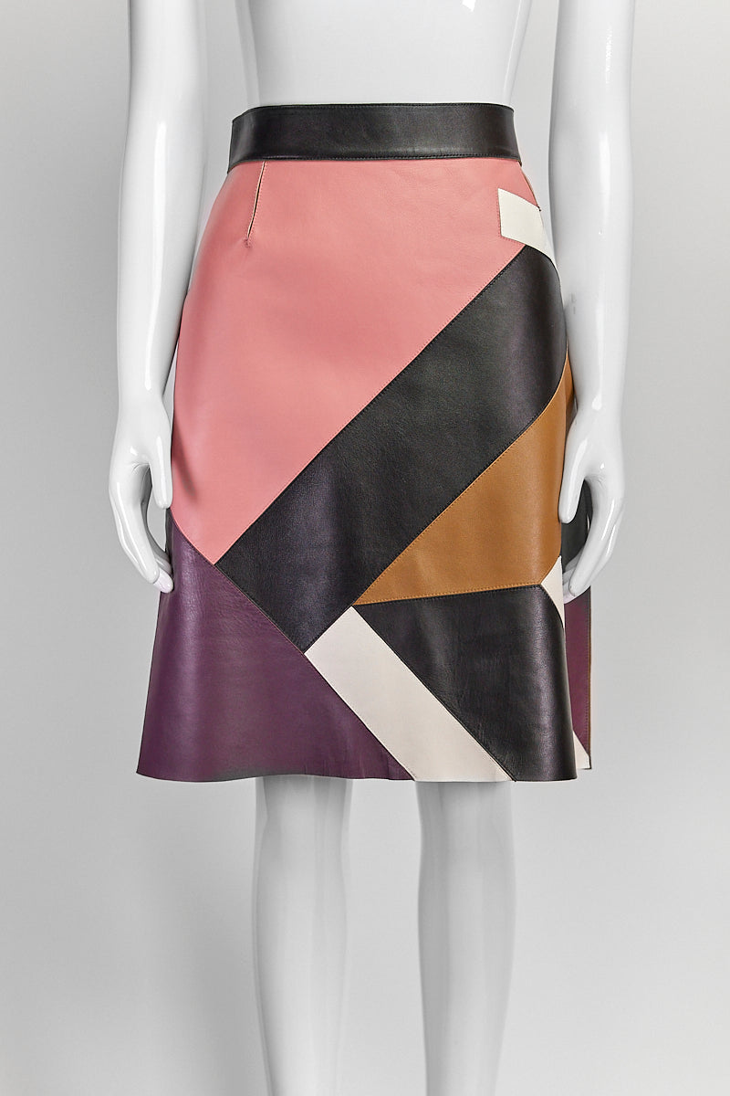 Fendi Colorblock Patten Leather Skirt IT 44