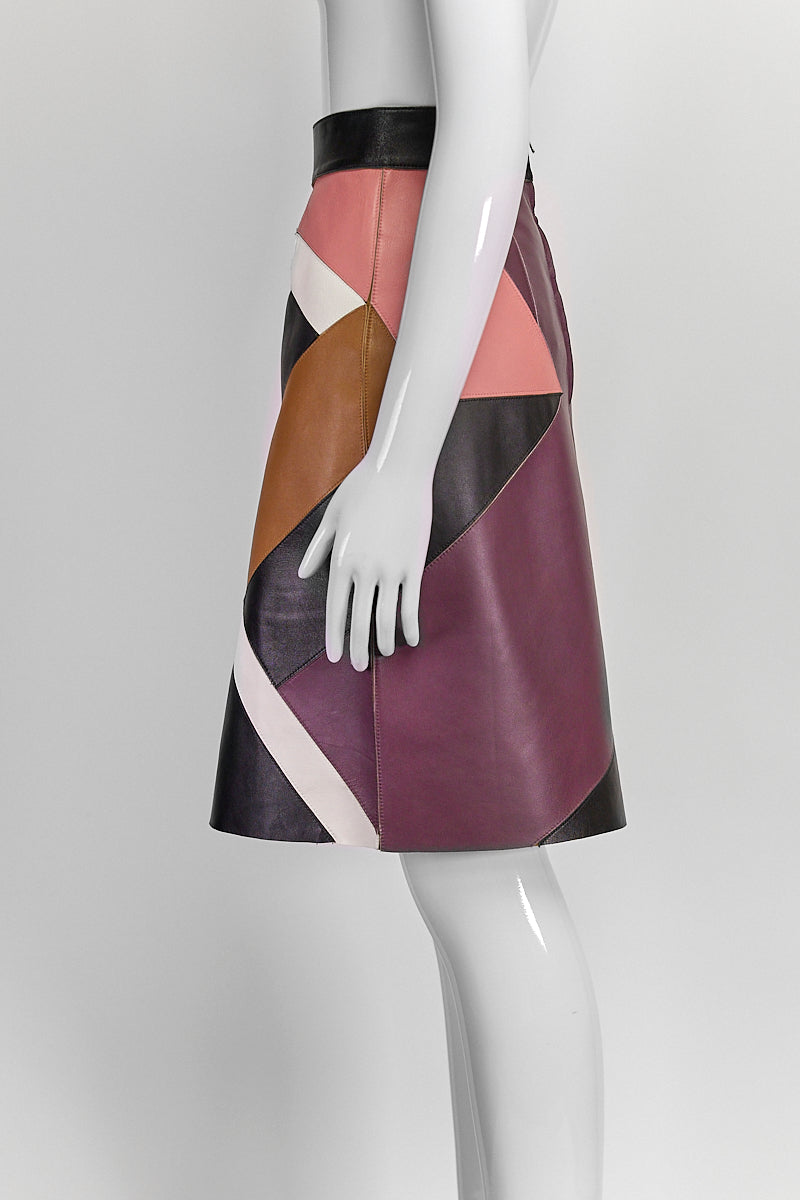 Fendi Colorblock Patten Leather Skirt IT 44