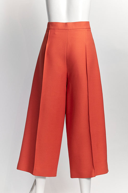 Fendi Cropped Tailored Wool-silk Blend Orange Trousers IT 42