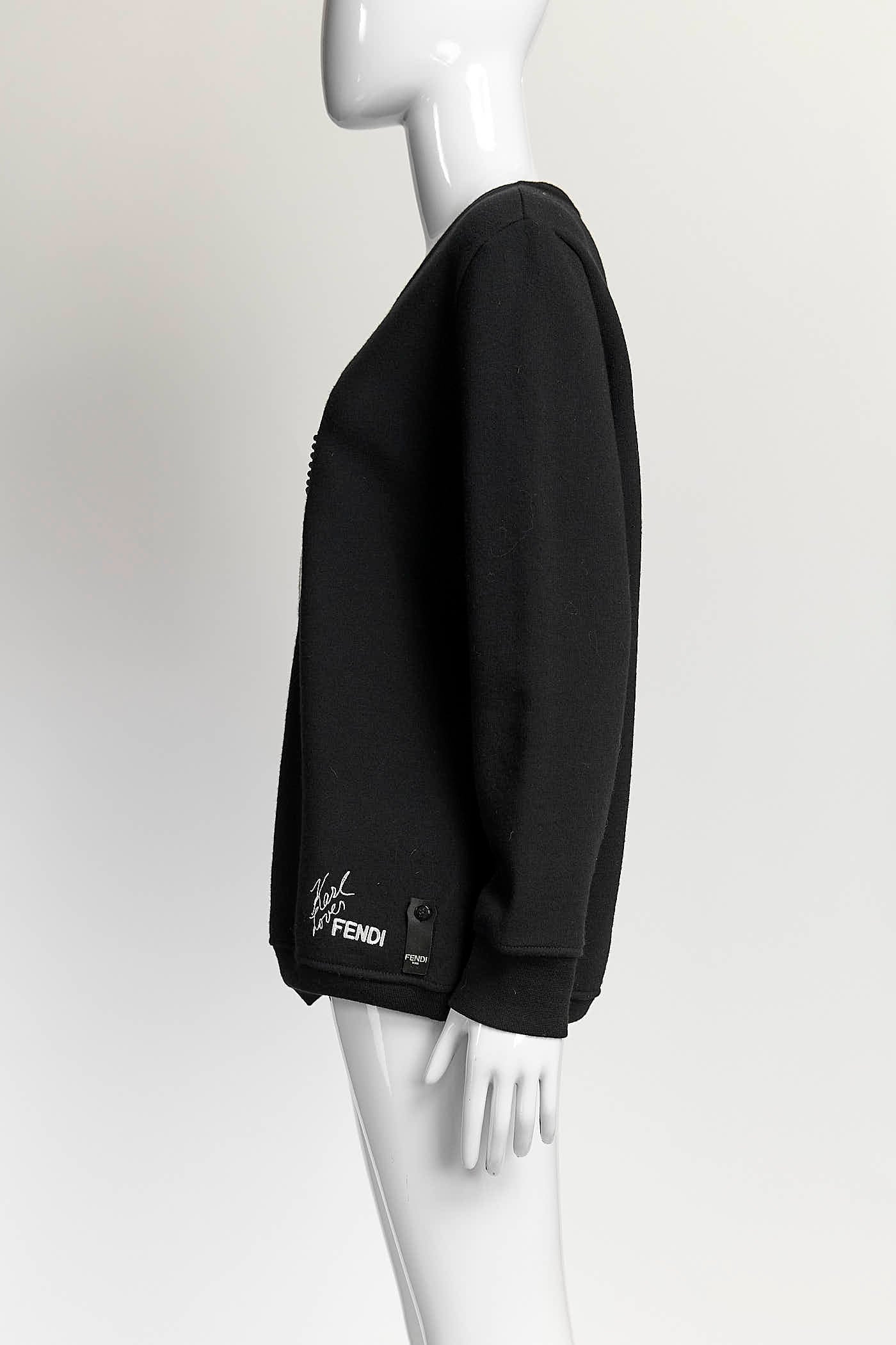Fendi Karl Lagerfeld Printed Black Sweatshirt S