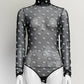 Fendi Logo Black Sheer Bodysuit 38