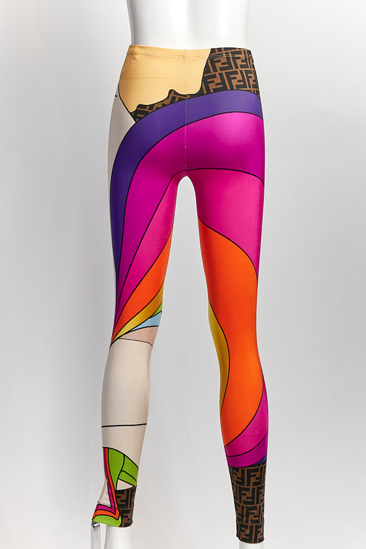 Fendi Multicolor w/Logo Leggings 38