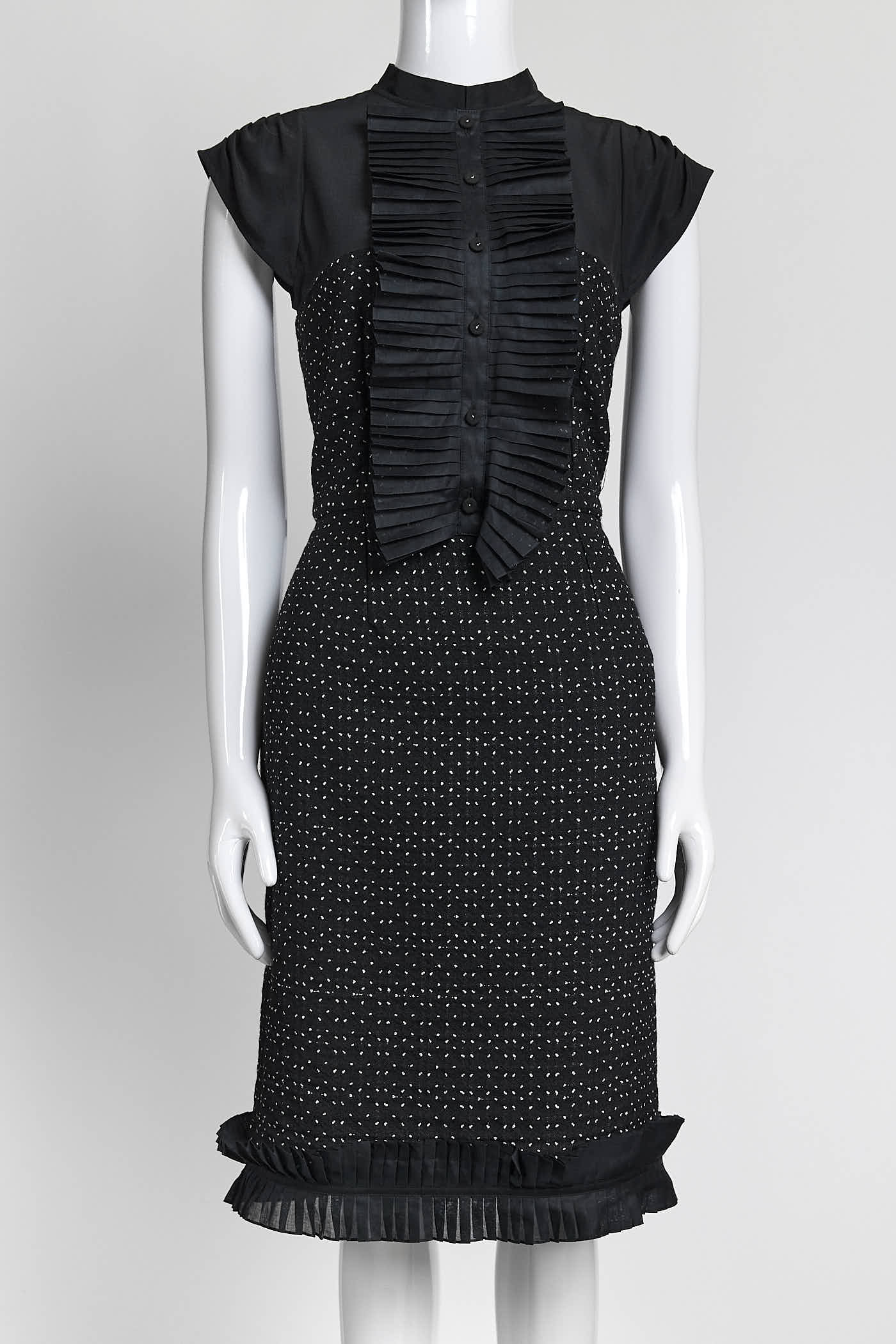 Fendi Polka Dot Wool Knee-Length Dress 38