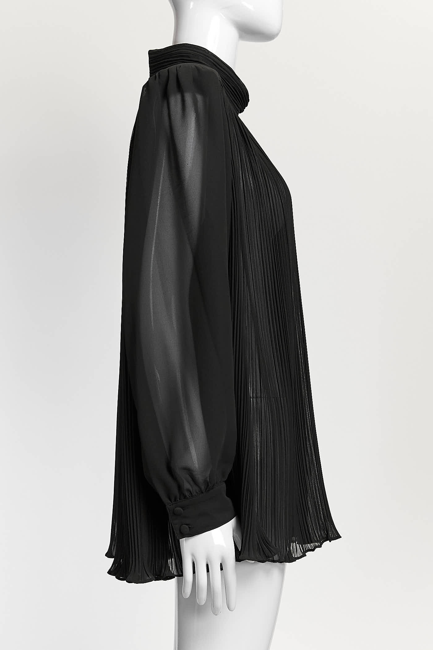 Frame Black Pleated Blouse L