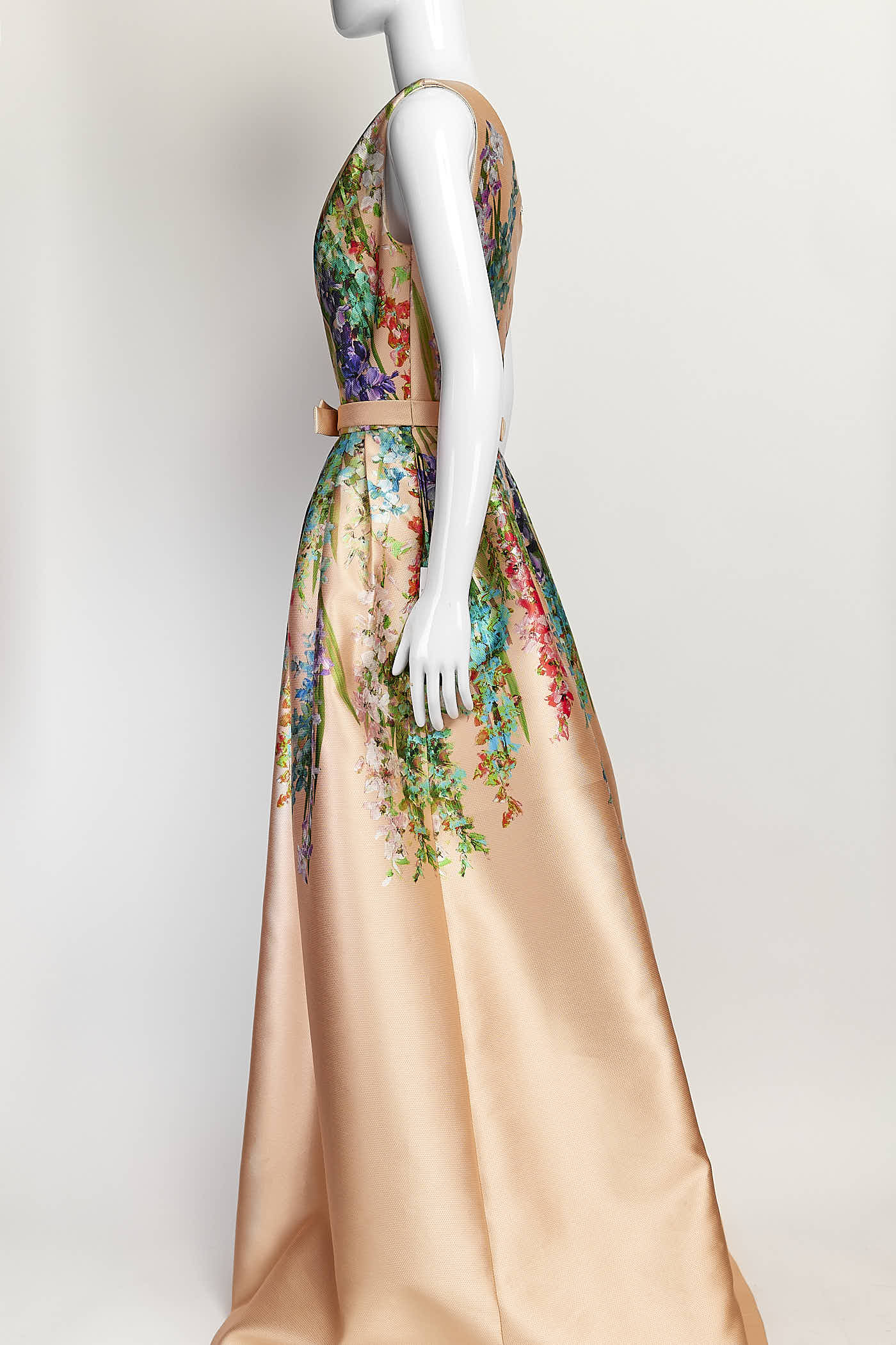 Frascara Pink Floral One Shoulder Gown 4
