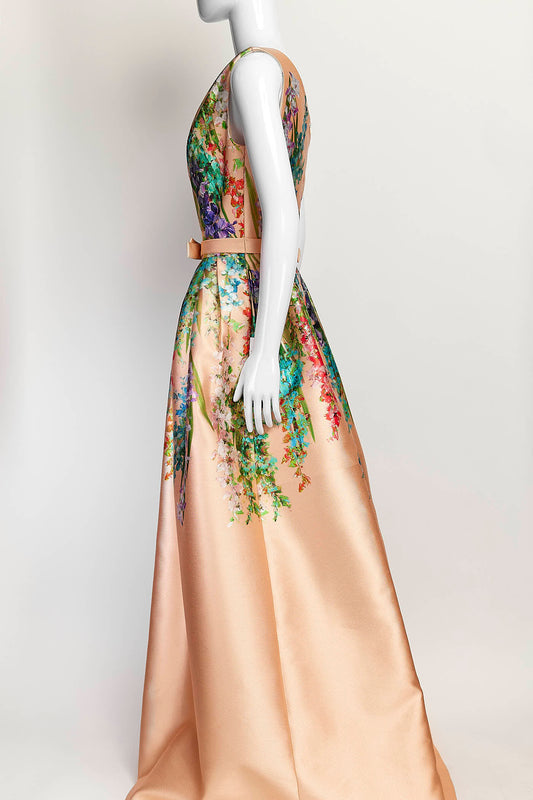 Frascara Pink Floral One Shoulder Gown 4