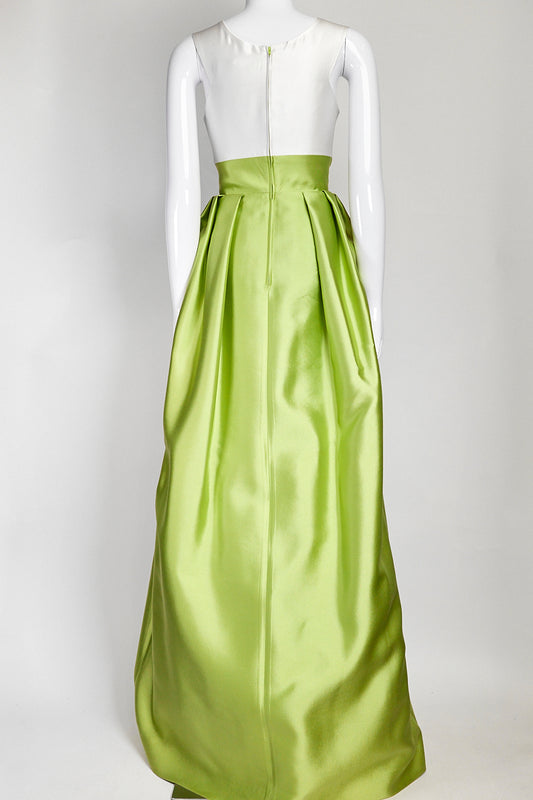 GRETA CONSTANTINE ILKOOL V-NECK GOWN WITH TUCK DETAILING IT 40