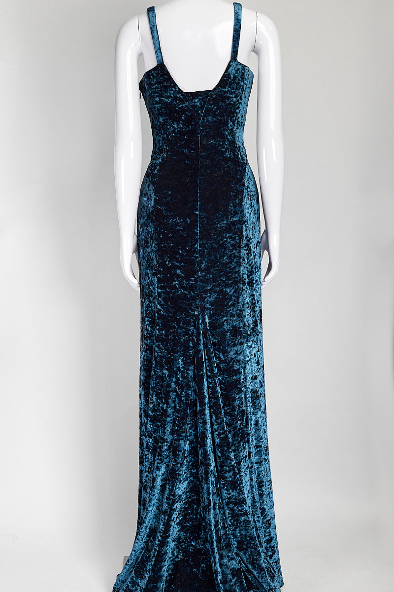 Galvan London Velvet Blue Corset Maxi Dress US 10