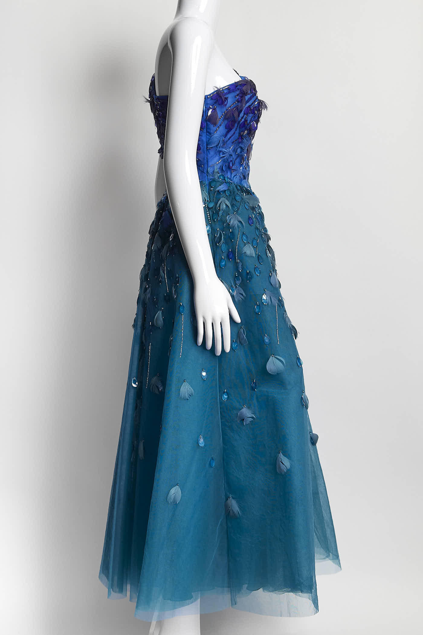 Georges Hobeika One Shoulder Beaded Tulle Dress 38