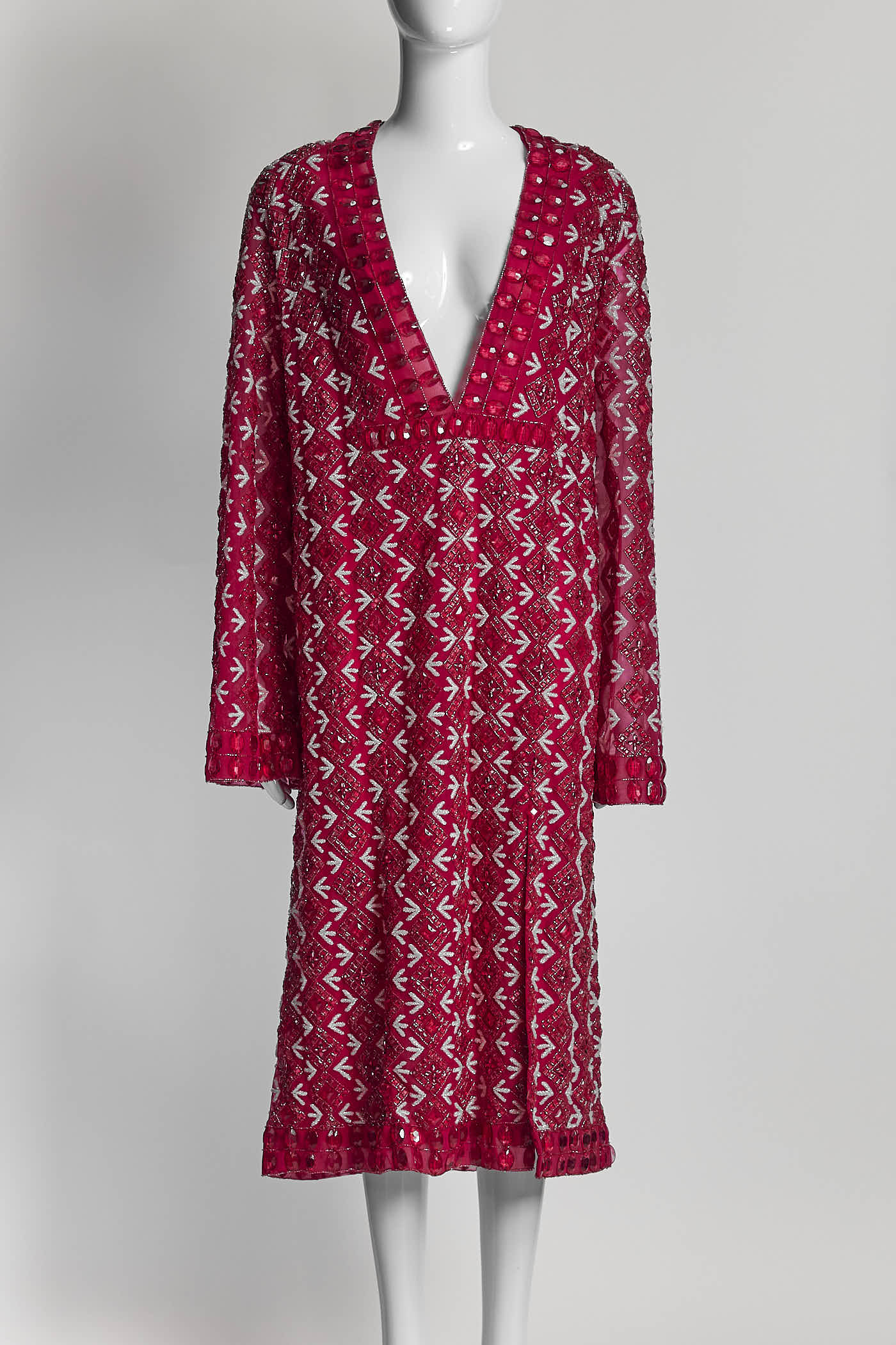 Georges Hobeika Red Beading Dress IT 38