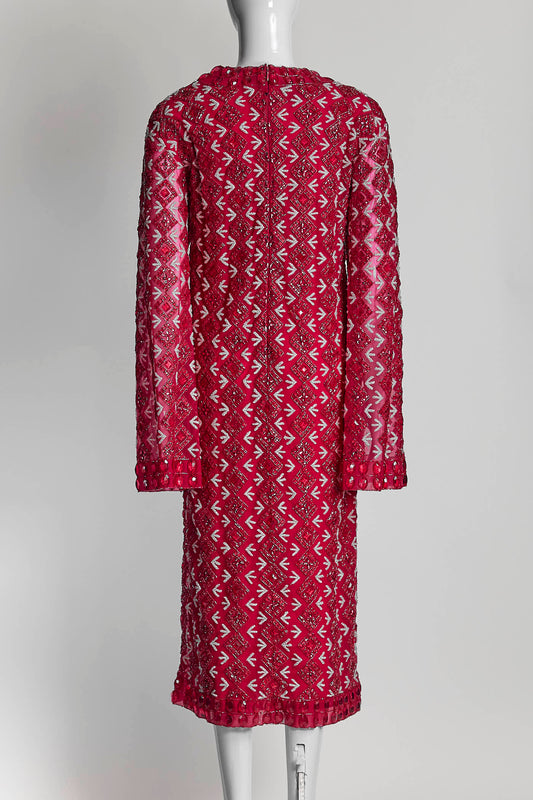 Georges Hobeika Red Beading Dress IT 38