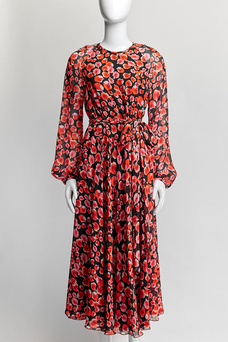 Giambattista Valli Black/Red Floral Dress IT 42