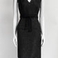 Giambattista Valli Black V-Neck Sequin with Bow Belt  Sleeveless Dress