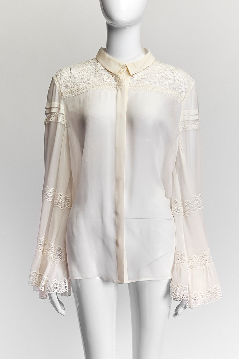 Giambattista Valli Cream Lace Blouse S